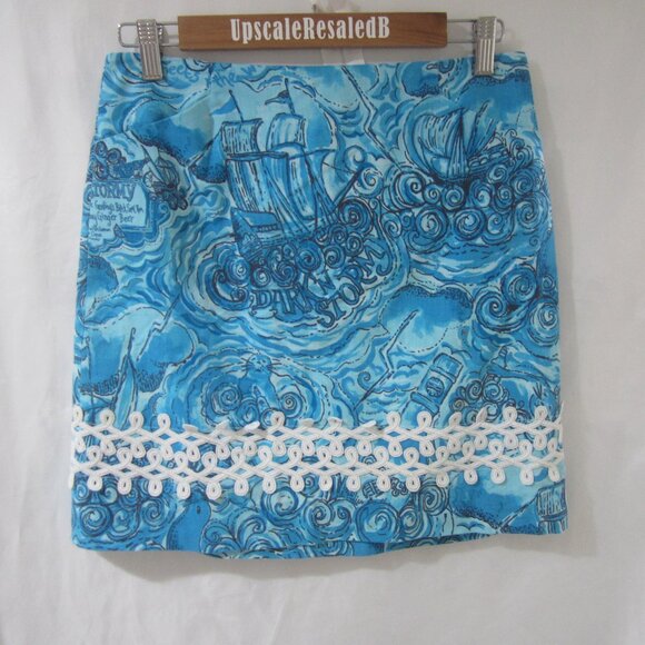 Lilly Pulitzer 0 Dark n Stormy Skirt  HTF Holy Grail - Picture 1 of 9